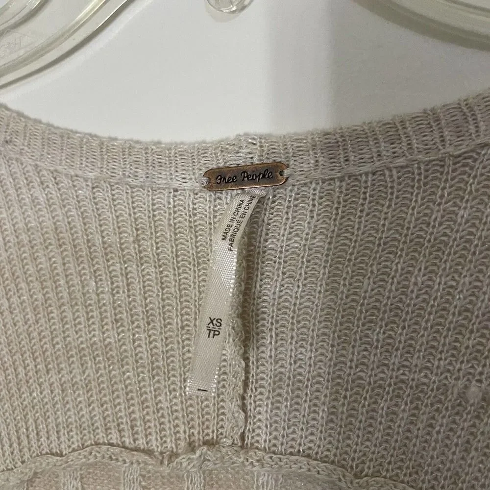 FREE PEOPLE tan knit long lightweight ribbed duster cardigan sweater size XS